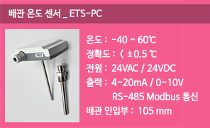 ETS-PC 통신형 배관온도 센서, RS485 모드버스(MODBUS) 통신 배관온도 감지기, 배관온도검출기