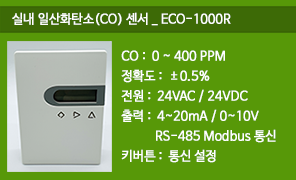 ECO-1000R 실내 일산화탄소(CO) 센서, RS485 모드버스 통신 일산화탄소(CO) 감지기